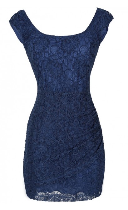 Morning Mist Lace Bodycon Dress in Blue